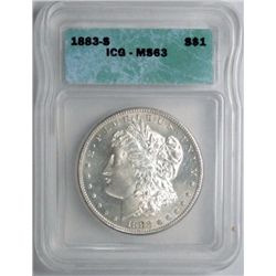 1883-S MORGAN DOLLAR ICG MS63 SUPER NICE!