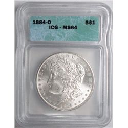 1884-O MORGAN DOLLAR ICG MS64