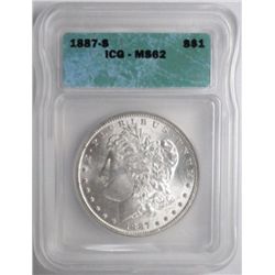 1887-S MORGAN DOLLAR ICG MS62 NICE!
