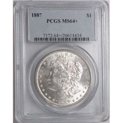 1887 MORGAN DOLLAR PCGS MS64+