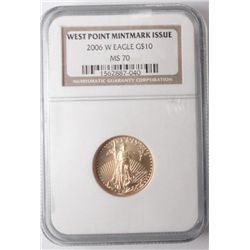 2006 WESTPOINT MINT ISSUE $10.00 GOLD NGC MS 70 EST. $800.00-$850.00