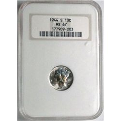 1944S  Mercury  dime NGC67