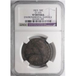 1823  Bust half $ O-103  NGC VF  environ dmg