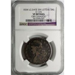 1834 lg date sm ltrs  Bust half $ O-105  NGC VF obv dmg