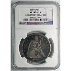 1859O  Seated $  NGC  VF clnd