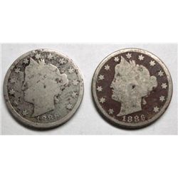 2  1886  V nickels  AG