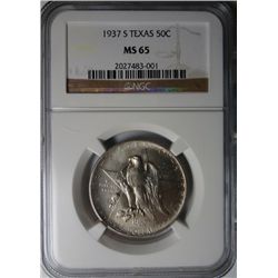 1937-S TEXAS HALF DOLLAR NGC MS65 GEM EST. $225.00-$240.00