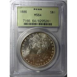 1886 MORGAN DOLLAR PCGS MS64 GREEN LABEL