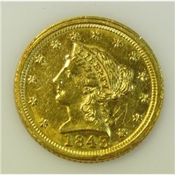 1843 C $2 1/2 gold     large dt   XF