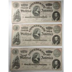 3 1864  $100 Confederate XF +