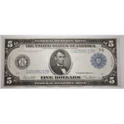 1914  $5  FR note  XF/AU