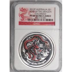 2012P Australia year of dragon colorized  NGC PF69 UC