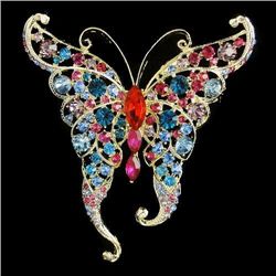 Striking Multicolor Swarovski Crystal Butterfly Brooch