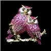 Image 1 : Gorgeous Pink Swarovski Crystal and Enamel Owl Brooch