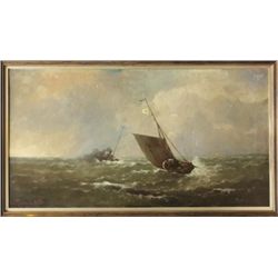 MWF1530 Framed oil on canvas Ships in Rough Seas