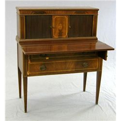 DESK; Inlaid Mahogany Secretary early 20th c.