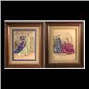 Image 1 : Three framed French fashion prints. Original prints are clothed in  material representative of the f