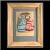 Image 1 : Two framed French fashion prints. Original prints are clothed in  material representative of the fas