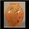 Image 1 : Redware pot. Mottled brown, green, and orange on beige ground.  19th century. Note rim chips at bott
