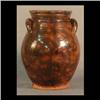 Image 1 : Redware pot, mottled dark brown. High glaze, eared handles.  19th century. Probably Pennsylvania. Mi