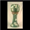 Image 1 : Roseville Dogwood II jardiniere and pedestal set. Good mold. Very  clean. 1/4" chip to branch on ped