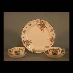 Royal Doulton "Old Leeds Sprays". Service for eleven. Note some  crazing. $300-500