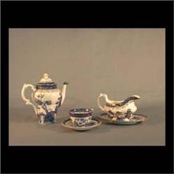 Booths "Real Old Willow" china. Ten cups and saucers, creamer, two  6" bowls, three 10" plates, elev