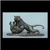 Image 1 : Bronze tiger and bear. Oriental bronze depicting a tiger and bear  fighting. Signed with Oriental ch