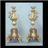 Image 1 : Spelter and marble candelabras with seated cherubs. Note back  feet replaced and candelabras have be