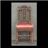 Image 1 : Carved oak side chair decorated with pierce-carved grapes and  rope-turned stretcher. 49'h x 20"w x