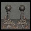 Image 1 : Pair of forged Arts and Crafts andirons. 23"h x 27"d $200-300