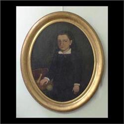Oil on canvas. Portrait of a girl. Signed and dated B. Abel 1872 in  lower right. Framed. Note paint