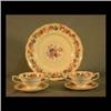 Image 1 : Crescent & Sons England floral china, decorated. Twelve dinner  plates and eleven cream soups. $100-