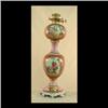 Image 1 : Royal Vienna kerosene lamp. Decorated with griffins and gold swags.  Beehive mark. Electrified. 23"