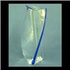 Image 1 : Kosta Boda Warff twisted glass sculpture. Clear with cobalt line. 8" $200-300