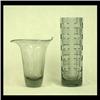 Image 1 : Kosta smoke colored vase with faceted sides and an unsigned smoke  colored Lindstrand Kosta vase wit