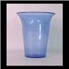 Image 1 : Steuben flared edge vase. Blue with controlled bubbles. Acid stamp  signature on base. Note crazing