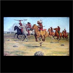 Oil on board. Western scene. Signed Albert T. Reid, lower left. 18" X 30" $500-800