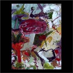 Gouache on paper. Abstract. Morris Shulman. Matted and framed. 15 1/2" X 12" $60-120
