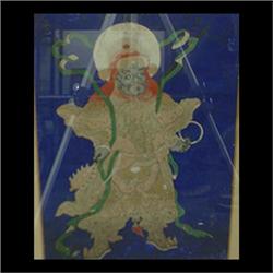 Gouache on paper. Standing deity figure. 19th-20th century Eastern  Indian. Framed. 16" X 12 1/2" $3