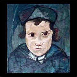Oil on board. Portrait of a boy. Signed M. Shulman, lower right.  Morris Shulman. Framed. 14 3/4" X