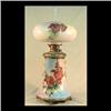 Image 1 : Gone with the Wind style lamp. Decorated with red and yellow  flowers. Electrified. Older replacemen