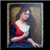 Image 1 : Oil on canvas. Portrait of a lady with a fan. Circa 1940s. Signed  Pels, lower right. Albert Pels. F