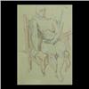 Image 1 : Pastel, pen, and ink on paper. Seated female, nude. William Sommer.  Note some soiling and creasing