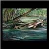 Image 1 : Watercolor on paper. Small boat and men at creek. Signed F. Nadal,  lower right. Matted and framed.