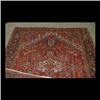Image 1 : Heriz Oriental rug. Mid 20th century design in varying shades of  blues, reds, mustard, and white. 1