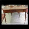Image 1 : Walnut banquet table, Sheraton style with cherry veneer apron.  Circa 20th century. 30"h x 83 1/2"l