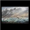 Image 1 : Oil on canvas. Ships at sea. Signed lower right. Xanthus Russell  Smith. Note several areas of in-pa
