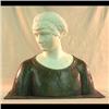 Image 1 : Bronze and marble bust of a woman. Woman's head and neck are white  marble with shoulders in bronze.