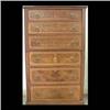 Image 1 : American Victorian side-locking chest. Walnut with burl panels.  Inset raised panel side. Six drawer